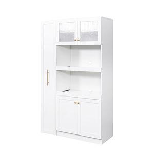 Armadio Dispensa Multifunzionale a 4 Ante Stile Fattoria con Ripiano Estraibile per Uso in Cucina - Product Image 6
