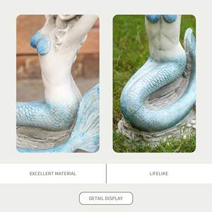 Estatua de Sirena de Óxido de Magnesio Estilo Océano de 11.61' X 7.68' X 23.23' para Jardín, Patio y Hogar - Product Image 3