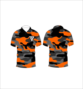 Camiseta polo de camuflaje naranja, negra y gris para hombre, camiseta táctica de manga corta para golf, informal, de secado rápido - Product Image 3