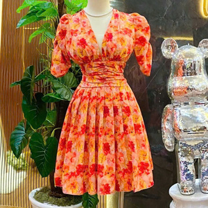Robe longue décontractée en soie pour femme, motif floral, prix abordable, personnalisable, collection 2026 - Product Image 4