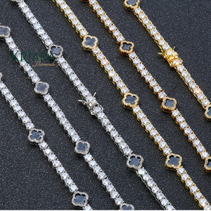 Unisex S925 Silver 18K <b>Gold</b> Plated Moissanite <b>Tennis</b> <b>Necklace</b> Round Brilliant Cut Luxury Strand <b>Necklace</b> - Product Image 4
