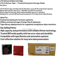 Cartouche de données IBM LTO 8 neuve d'origine, LTO-8 ULTRIUM, 12TB/30TB en stock, fabriquée en Chine