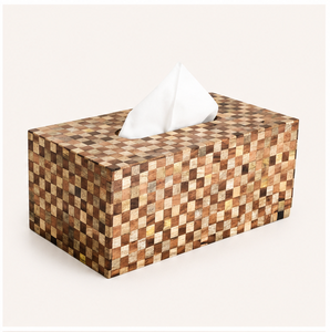 Caja de pañuelos de madera a cuadros hecha a mano de primera calidad, soporte ecológico para servilletas de madera de acacia para el hogar, la oficina y hoteles de lujo. - Product Image 3
