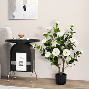 Albero di Camelia Artificiale da 38 Pollici con Fiori Finti in Vaso di Cemento per Decorazione Casa o Ornamento da Giardino - Product Image 4