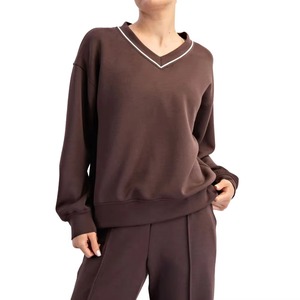 Sudadera de Mujer con Cuello en V de Alta Calidad, Logotipo Bordado en la Parte Delantera, Forro Polar de Invierno, Secado Rápido, Personalizada - Product Image 1
