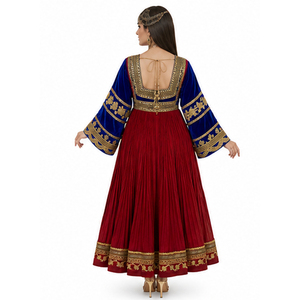 2026 Latest Hand Embroidered Women Hot Selling Afghan Vintage Kuchi <b>Dresses</b> In Blue Color Couple Bridal Afghan Kuchi <b>Dress</b> - Product Image 3