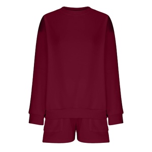 Conjunto de Sudadera y Pantalones Cortos de Invierno para Mujer, Corte Regular, Cintura Alta, Transpirable, Poliéster/Algodón por HI 2026 - Product Image 4