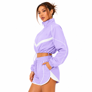Wholesale Women's Windbreaker Set Custom Nylon Tracksuit 2 Piece Zipper <b>Jacket</b> And Short Set <b>Waterproof</b> Running Outdoor - Product Image 1