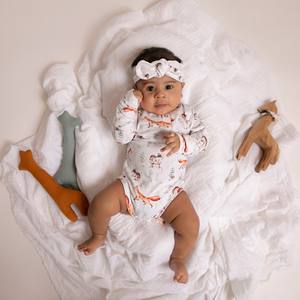 Body à manches longues en bambou bio élasthanne Vêtements pour bébé de qualité supérieure à imprimé renard - Product Image 1