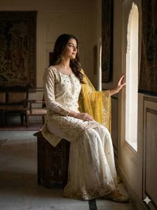 Premium Silk <b>Kurti</b> Sharara Set with Sequins Embroidery and Dupatta – Designer Ethnic Wear for Women - Product Image 2