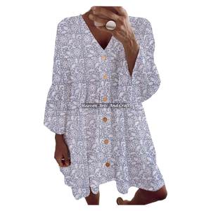 คอลเลคชั่นเสื้อผ้าผู้หญิงสำหรับฤดูร้อนปี 2026 ชุดเดรสผ้าฝ้ายพิมพ์ลายสำหรับฤดูใบไม้ผลิและฤดูร้อน เหมาะสำหรับงานปาร์ตี้ฤดูร้อน ชุดเดรสจีบสำหรับฤดูใบไม้ผลิและฤดูร้อน - Product Image 6