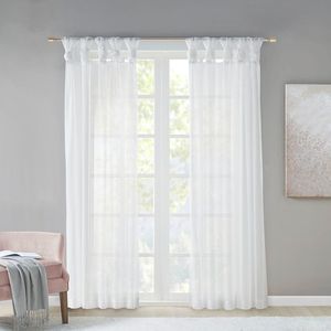 Coppia di Twist Tab Voile tende da finestra eleganti mantovane per l'arredamento della casa - Product Image 1