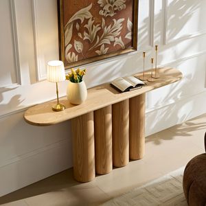 Consolle Moderna 66.93 con Gambe Cilindriche Uniche, Finitura Naturale per Ingresso, Soggiorno, Corridoio, Foyer o Studio - Product Image 2