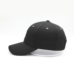 Black 6-Panel Baseball <b>Cap</b> Fitted Unisex Mesh Casual Hat Solid Color Adult Fit Breathable & Waterproof 3D Embroidery - Product Image 3