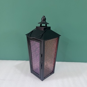 Vintage Black Metal Tapered Lantern Glass Decorative Candle Handmade Artisan Design for Ramadan <b>Eid</b> Wedding Home Table Decor - Product Image 1