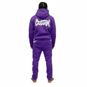 Men Tracksuit <b>Set</b> Custom Logo Hoodie <b>Jogger</b> <b>Set</b> Streetwear Fleece Tracksuit Wholesale Cotton Sweat Suit Manufacturer - Product Image 2
