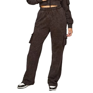 Pantalon de survêtement cargo noir grande taille pour femme, couleur unie, taille élastique, coupe ample, longueur intégrale, style décontracté, collection automne - Product Image 1