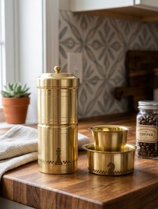Premium Handmade Brass <b>Coffee</b> Dabara & <b>Filter</b> Set with Elegant Gift Box – South Indian <b>Coffee</b> Brewing & Serving Combo - Product Image 4