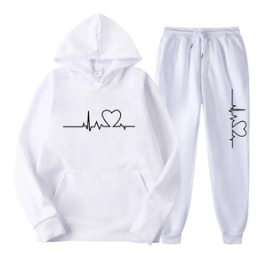 Conjunto Deportivo Informal para Hombre, Sudadera con Capucha y Pantalones Deportivos de Felpa 100% Algodón Rojo, Marca White Bird Express - Product Image 3