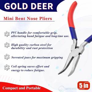 Mini Bent Chain Nose Pliers Stainless Steel Serrated Jaw Precision Tool Gripping Bending <b>Wire</b> Jewelry Making <b>Craft</b> Repair - Product Image 2