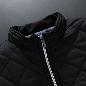 Blouson Bomber Unisexe HQR Noir Doublé Polaire Fermeture Éclair Imperméable Hiver Décontracté Col Montant Polyester Style Urbain - Product Image 2