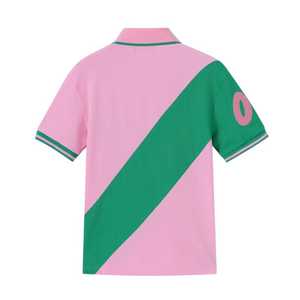 Camisa Casual Premium Rosa para Mujer, con Bordado de Letras Griegas, Cuello Clásico, Manga Corta, 100% Algodón, Cómoda - Product Image 2