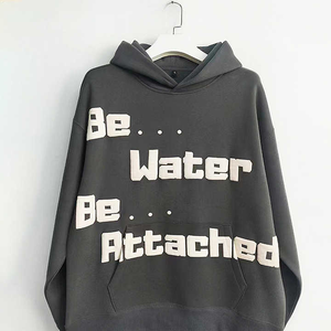 Custom 400 500 Gsm Distressed Embroidery Puff Print Graphic LOGO Streetwear Acid Wash Heavyweight Cotton Hoody Sweatshirt Hoodie - Product Image 1