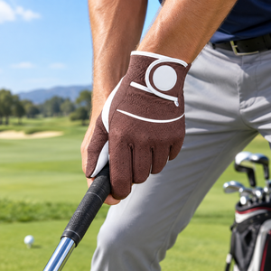 Gant de golf en cuir Cabretta marron pour droitier, à doigts entiers, antidérapant, respirant, avec fermeture auto-agrippante, unisexe, pour le sport - Product Image 6