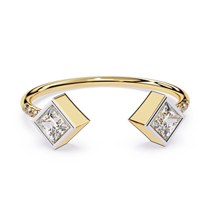 แหวนทองคำแท้ 14k ทรงคลาสสิคประดับเพชรทรงปรินเซสและทรงกลมด้านข้าง สำหรับผู้หญิง เหมาะสำหรับเป็นของขวัญ งานหมั้น วันครบรอบแต่งงาน - Product Image 1
