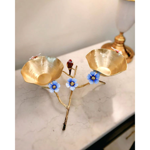 Bol de luxe en métal plaqué or de haute qualité, motif ara et fleurs, pour servir les aliments, articles de cuisine pour la maison. - Product Image 1