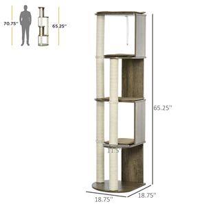 Árbol rascador moderno de esquina de 65 pulgadas de altura, torre multinivel, postes rascadores, apto para gatitos pequeños, con sisal - Product Image 2