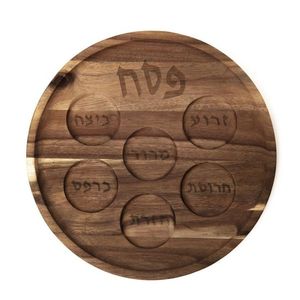 Plateau de Seder de Pessa'h en bois fait main de luxe, personnalisé, pour la table religieuse à la maison, compatible micro-ondes, vente chaude - Product Image 1