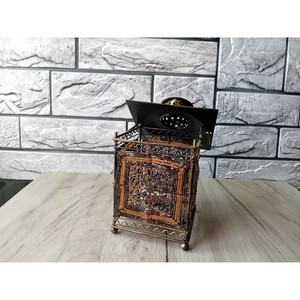 Brass Lantern With Intricate Cutout Design Portable Home Decoration Handmade Metal Candle Holder - Product Image 4