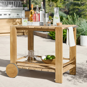 Chariot de bar en teck pour l'extérieur, pour la décoration de la maison et des hôtels, avec un design moderne et un matériau durable - Product Image 1