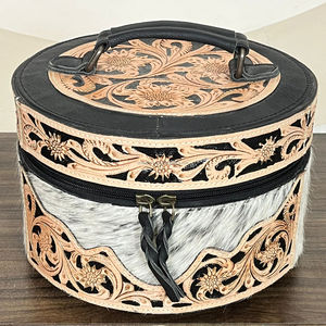 Western Cowhide Jewelry <b>Box</b> Set Floral Design 2026 Hand Tooled Leather Makeup Organizer Travel Vanity Case <b>Gift</b> Storage <b>Box</b> Set - Product Image 5