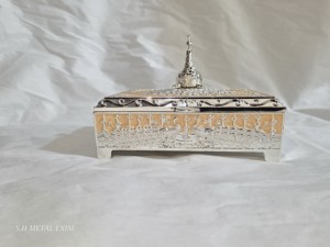 Caja de Joyería Cuadrada de Lujo Plateada con Diseño de Pavo Real, Organizador de Joyas Esmaltado, Caja de Terciopelo para Frutos Secos, Regalo de Boda Hecho a Mano - Product Image 2