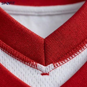 SPOFIT ชุดเสื้อบาสเก็ตบอลสีขาวสีแดงซับลิเมชั่นคอวีแขนกุดระบายความชื้นได้ดีชุดตาข่ายผู้ใหญ่ไม่จำกัดเพศ - Product Image 6