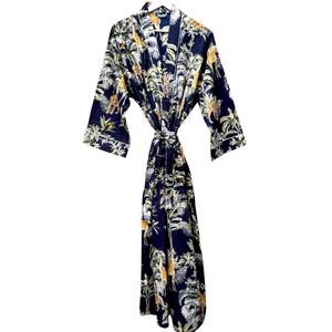 Kimono de Algodón para Mujer, Cuello en V, Cierre con Cinturón, Largo Completo, Suave y Transpirable, Estampado, para Playa o Hotel - Product Image 5