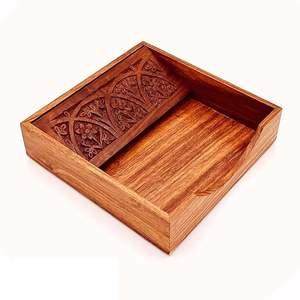 Porta servilletas cuadrado de madera para mesa de comedor, encimera de cocina, elegante organizador de pañuelos, hecho a mano, acabado natural, decoración para el hogar - Product Image 5