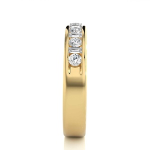 Bague en diamant rond et taille baguette 10K 14K 18K 22K Bague d'anniversaire en or véritable serti de canaux Bagues en diamant blanc pour elle - Product Image 4