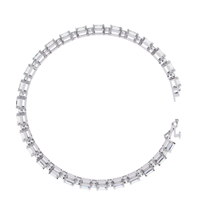 Pulsera de Diamantes con Corte Esmeralda en Oro Blanco para Mujer, Certificada por GIA, Color D Natural, Joyería Clásica para Boda - Product Image 3