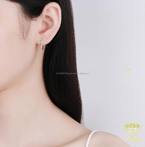 Moissanite Diamond Hoop Earrings 925 Sterling <b>Silver</b> Wedding Jewelry Sparkling Luxury Earrings For Women Gift - Product Image 3