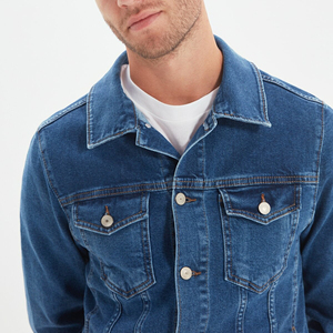 High Premium <b>Custom</b> <b>Denim</b> <b>Jacket</b> with Stand Collar and Patchwork Design Breathable Plus Size Button Closure Unisex - Product Image 6
