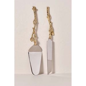 Cortador de pasteles y Cajas de Regalo para servidores Fabricante en India Cuchilla dorada con mango de resina Espátula para pasteles y rebanador Juego para servir - Product Image 2