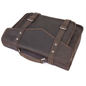 Mens Leather Crossbody Bag Leather Briefcase Sleek Urban Work <b>Tote</b> with Multi <b>Zip</b> Storage Professional Laptop Carry Case - Product Image 5