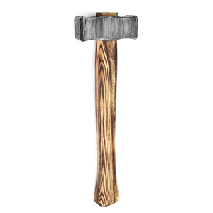 Martillo de Acero de Damasco Forjado a Mano con Patrón de Acero Soldado, Decorativo y Coleccionable con Mango de Madera Tradicional - Product Image 1