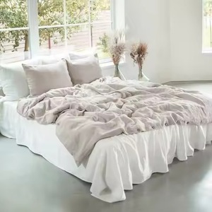 Juego de Edredón de Lino Beige Sólido, Juego de Ropa de Cama de 4 Piezas con Fundas de Almohada - Product Image 3
