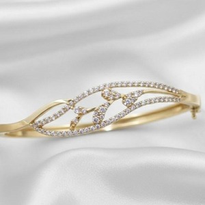 925 Sterling <b>Silver</b> White Moissanite Diamonds Style <b>Bangle</b> - Product Image 3