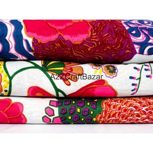 Tissu en coton doux à motif floral, imprimé à la main indien, tissu indien fait main pour la confection de vêtements d'été, vendu au mètre - Product Image 2