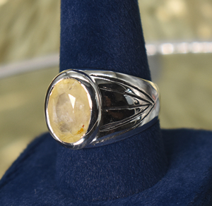 Natural Yellow Sapphire Oval Gemstone <b>Mens</b> <b>Ring</b> in 92.5 <b>Sterling</b> <b>Silver</b> Handmade <b>Ring</b> - Product Image 1